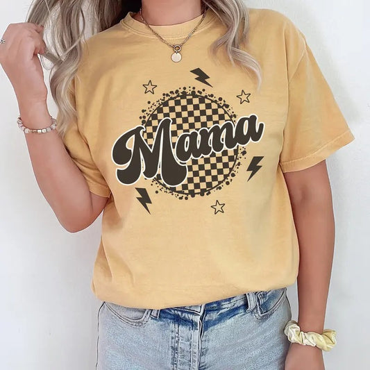 Comfort Colors Retro Mama Shirt Mama Tshirt Checkered Mama T-shirt Gift For Mom Mother's Day Gift Mama Shirt For Mom New Mom Gift Mama Tee