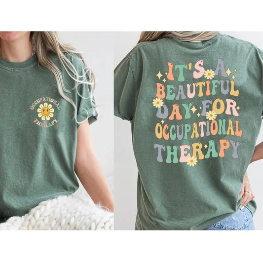 Comfort Colors Retro Occupational Therapy Shirt, Cute OT Shirt, Special Education Shirt, Funny Therapist Shirt, Aesthetic Therapy Womenswear Tee