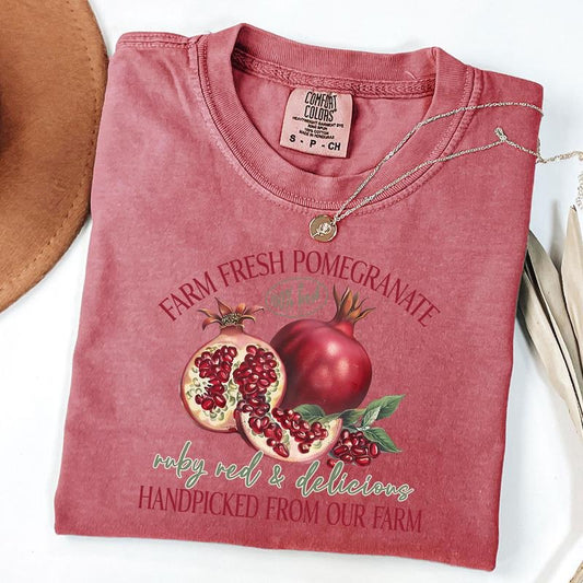 Comfort Colors Retro Pomegranate T-Shirt, Vintage Fruit Label Tee, y2k Style Shirt