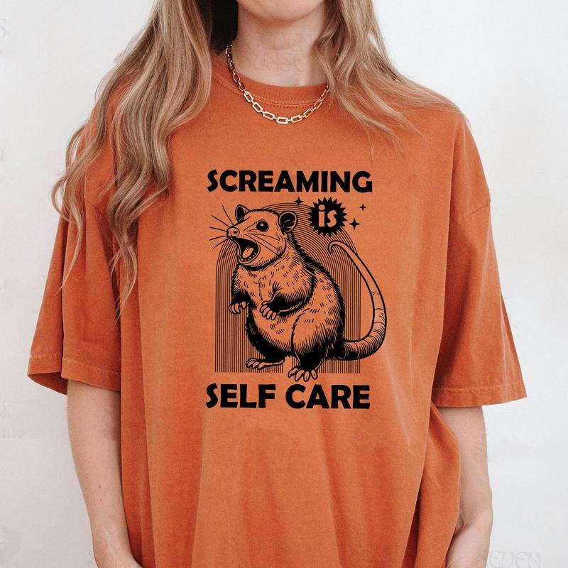 Comfort Colors Screaming Is Self Care Shirt, Funny Animal Graphic Tee, Animal Lover Shirt, Sarcastic T-Shirt