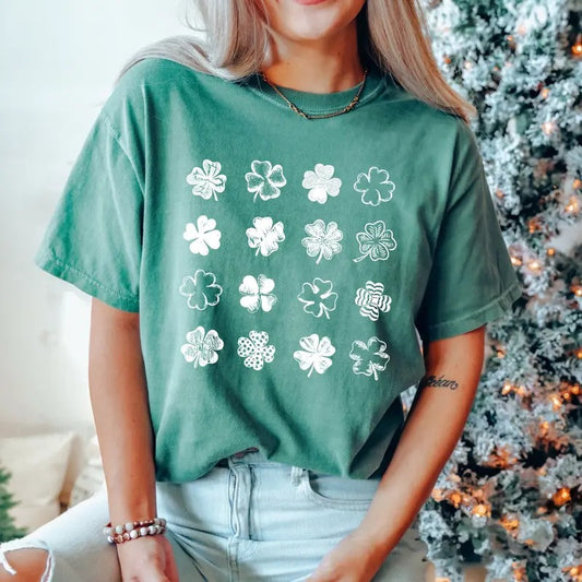 Comfort Colors Shamrocks St. Patrick's Day Shirt, Shamrock T-shirt, Saint Patrick Shirts for Women, Lucky Shirt