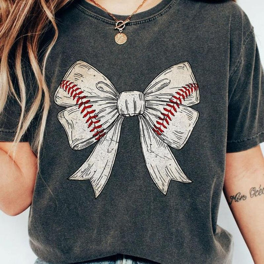 Comfort Colors Shirt, Coquette Baseball Softball Bow Shirt, Cute Baseball Mama Shirt, Mothers day Gifts For Baseball Mom, Gift For Baseball Lover Tees, Mothers Day Shirt, Baseball Season TShirt, Baseball Coquette Bow TShirt for Her, Women Top Casual