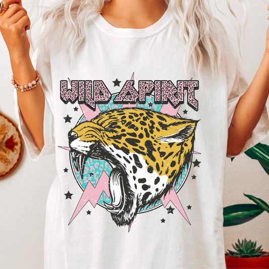 Comfort Colors Shirt, Wild Spirit cheetah T-shirt, Womens T-shirt Oversized, Womens Graphic Tee, Comfort Cotton Womenswear Fabric Top Oversized Underwear Women Tshirt