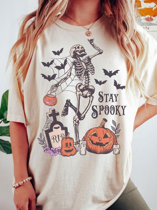 Comfort Colors Skeleton Stay Spooky Halloween Shirt, Crewneck Sweatshirt