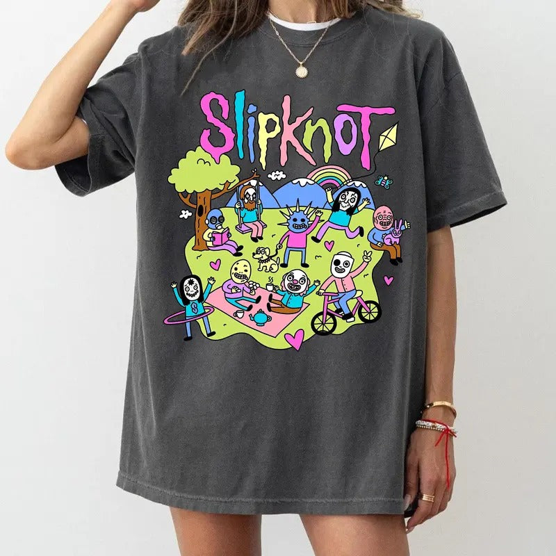 Comfort Colors Slipknot Happy Times Playing Together T-shirt, Metal Band Shirt Cotton Graphic Tee Gift Fans
