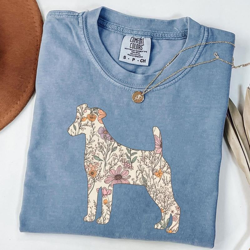 Comfort Colors Smooth Fox Terrier Shirt, Wildflowers Fox Terrier Mom Tshirt, Gift for Terrier Mama, Mother's Day Gift, Fox Terrier Tee