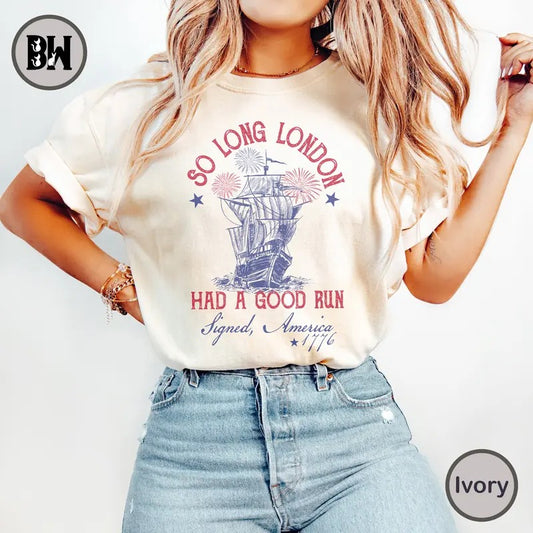 Comfort Colors So Long London 4th of July Shirt, Gift For Her, Fourth Of July Shirt, Oversized Trendy Tee, July 4th Shirt