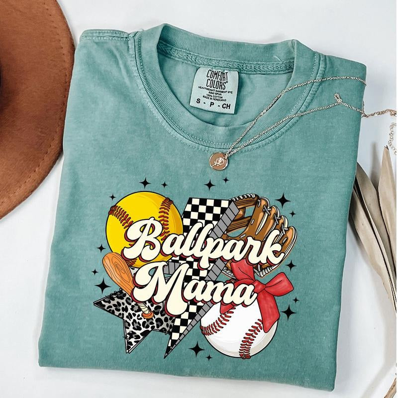 Comfort Colors Softball Baseball Mama Shirt, Ballpark Mama Retro Shirt, Game Day Vibes T-Shirt, Coquette Bow Sports Tee, Softball Mama Gift