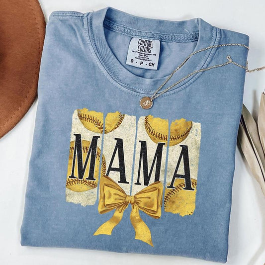 Comfort Colors Softball Mama Shirt, Vintage Softball Coquette Shirt, Softball Mom T-shirt, Game Day Tee Cotton Fashion
