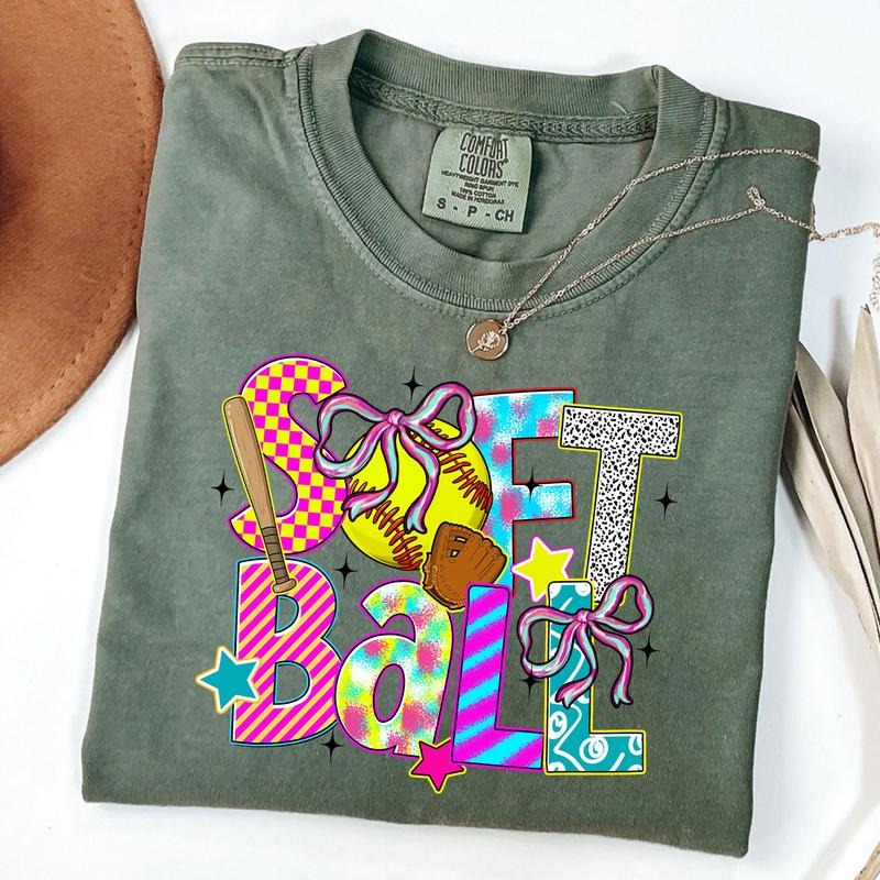 Comfort Colors Softball Shirt, Coquette Softball Shirt, Game Day Tee, Sports Gift, Softball Season Tshirts