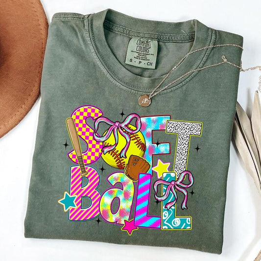 Comfort Colors Softball Shirt, Coquette Softball Shirt, Game Day Tee, Sports Gift, Softball Season Tshirts