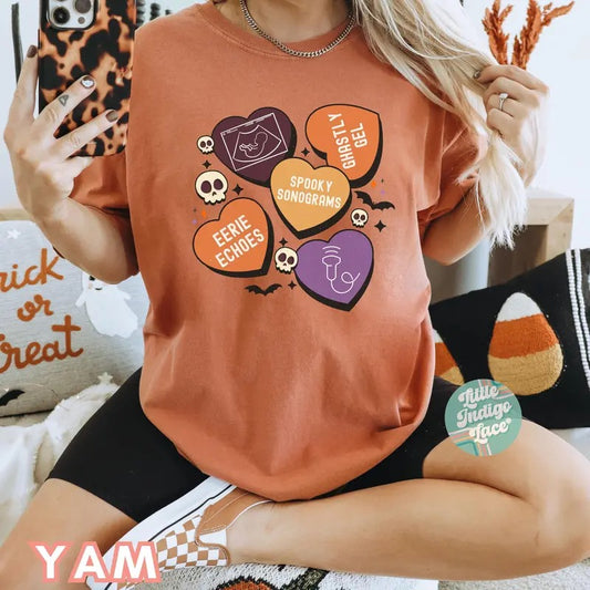 Comfort Colors Sonographer Halloween Shirt, Spooky Ultrasound Tech Tshirt, Fall Ultrasound Technologist Tee, Pumpkin Gift for OB Sonographer