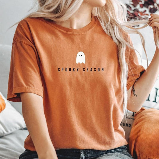 Comfort Colors Spooky Season Ghost Minimal Shirt, Vintage Halloween Shirt, Retro Boo Shirt, Cute Ghost Shirt, Spooky Season Tee
