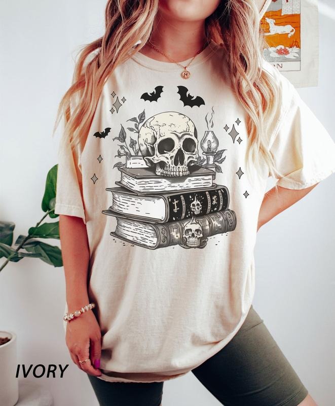 Comfort Colors Spooky Spell Books shirt, iprintasty halloween, Book Lover t-shirt, Skull Halloween t-shirt, boo books shirt, Halloween book