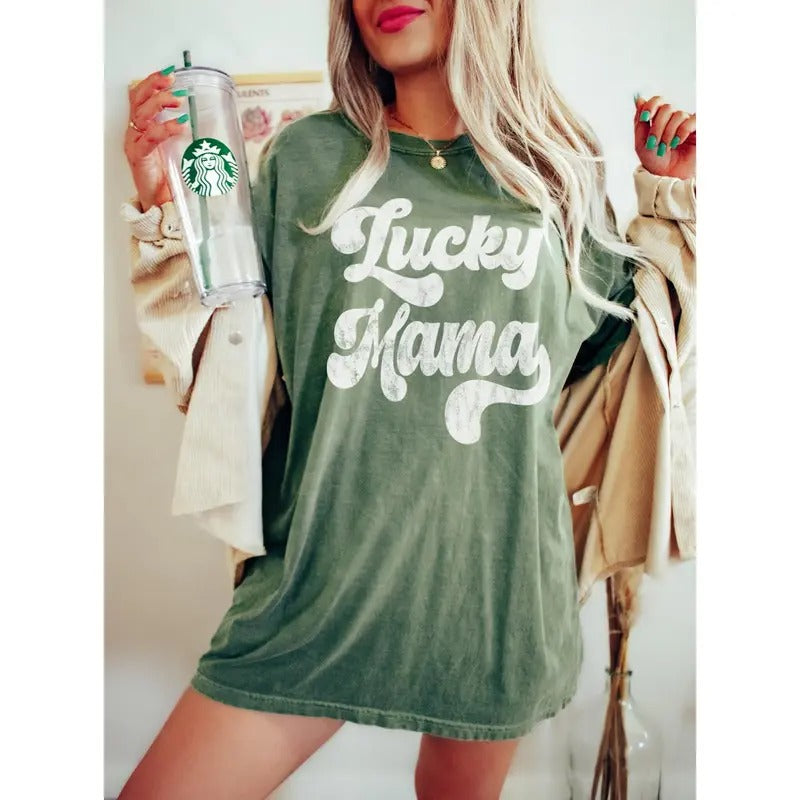 Comfort Colors St Patricks Shirt Retro Mom Shirt Lucky Mama St Pattys Mom Shirt Retro St Pattys Gift For Mom TK62GN