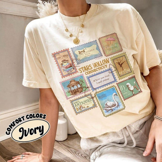 Comfort Colors Stars Hollow Stamps  Luke's Diner ShirtAutumn Festival , Retro Fall TShirt, TV Show Fans Gift