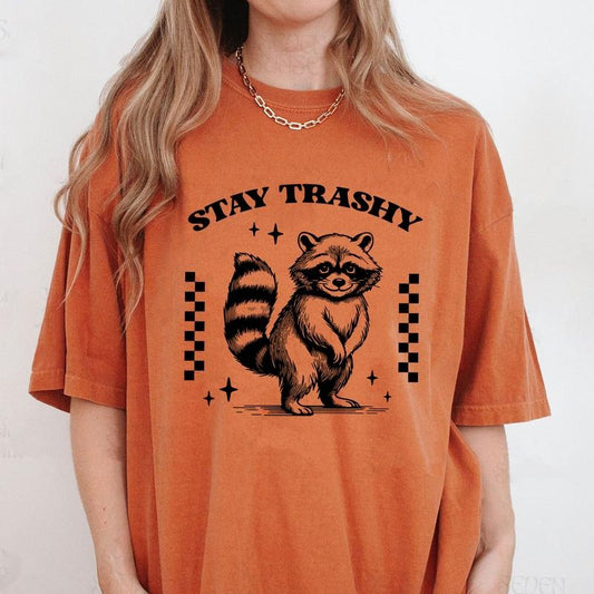 Comfort Colors Stay Trashy Shirt, Vintage Funny Raccoon Shirt, Sarcastic T-Shirt, Raccoon Gifts, Trash Panda Shirt