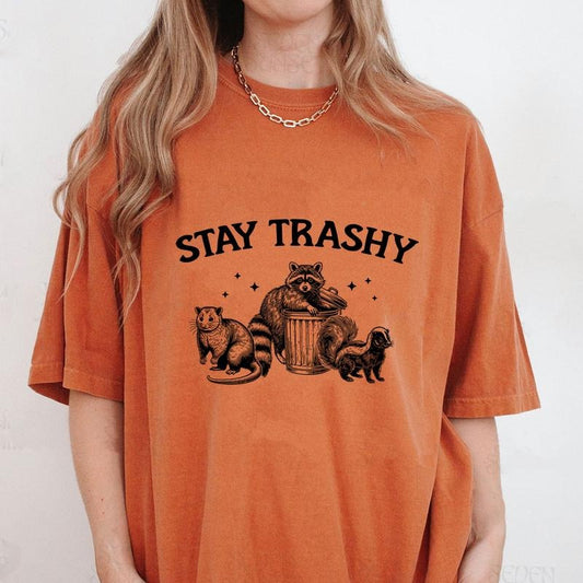 Comfort Colors Stay Trashy Shirt, Vintage Funny Raccoon Shirt, Sarcastic T-Shirt, Raccoon Gifts, Trash Panda Shirtstyle{n002}2