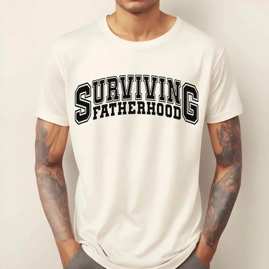 Comfort Colors Surviving Fatherhood Shirt Retro Daddy Tshirt Father's Day Tshirt Gifts For Dada Cute Men Shirt Fatherhood Tee