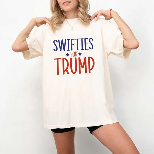 Comfort Colors Swifties For Trump 2024 Presidential Election Women's Graphic T-Shirt, Swiftie Girl Shirt, Donald Trump For President Shirt