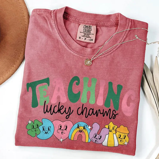 Comfort Colors Teaching Lucky Charms T-Shirt, Lucky Teacher Shirt, Saint Patrick's Day Teacher Shirt