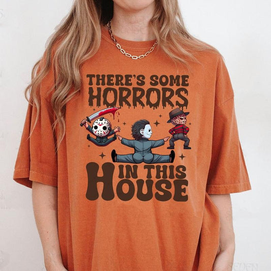 Comfort Colors There's Some Horrors In This House Shirt, Funny Halloween Shirt, Retro Halloween Shirt, Funny Pumpkin Shirt