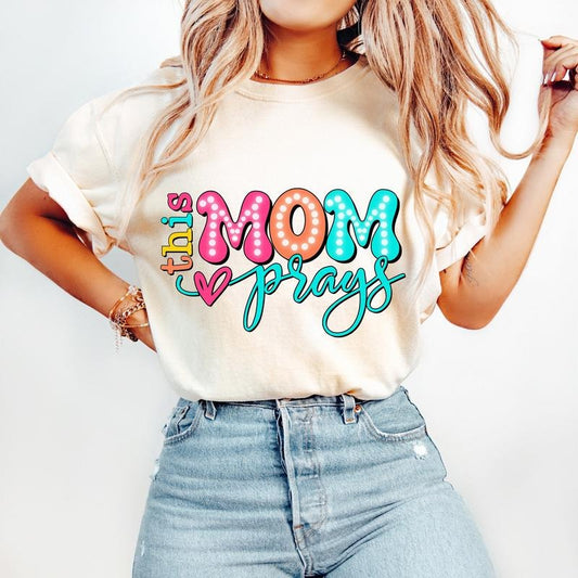Comfort Colors This Mom Prays Mother's Day Gift, Christian Mama Mother's Day Gift, Digital Mother's Day Gift, Bright Doodle, Dalmatian Dots, Love Like