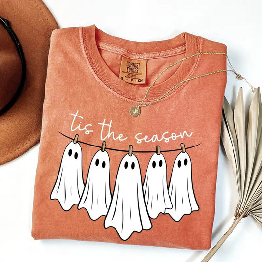Comfort Colors Tis The Season Ghost Shirt, Cute Spooky Shirt, Spooky Season, Pumpkin Shirt, Halloween Party Shirt