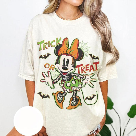 Comfort Colors Trick Or Treat Shirt, Min.nie Skeleton Halloween Shirt, Halloween Party Shirt, Halloween Matching Shirt