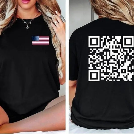 Comfort Colors Trump Dance QR Code T Shirt, Trump Dance YMCA qr Code Shirt Trump Dance Prank Shirt Back Print Republican Tee, MAGA Election 2024