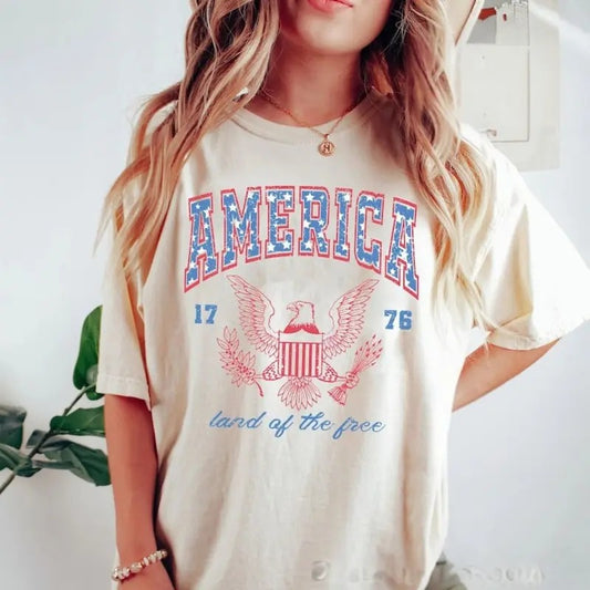 Comfort Colors Vintage America Eagle Graphic Tee, Comfort Colors 4th of July Shirt, 100% Cotton, For Woman