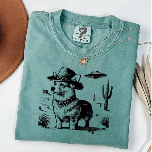 Comfort Colors Vintage Corgi Shirt, Cowboy Corgi Shirt, Retro Western T-Shirt, Western Dog Tee, Corgi Lover Gift