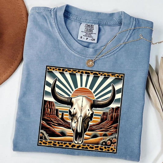 Comfort Colors Vintage Cow Skull Shirt, Country shirt, Wild west T-Shirt, Western Tee, Gift For Her