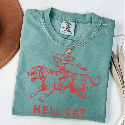 Comfort Colors Vintage Cowgirl Hell Cat T- Shirt, Retro Cowgirl Western Shirt, Gift for Her or Him