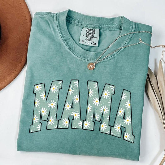 Comfort Colors Vintage Daisy Mama Shirt, Mama T-Shirt, Strong Woman Shirt, Gift for Mothers Day, Women's T-Shirt
