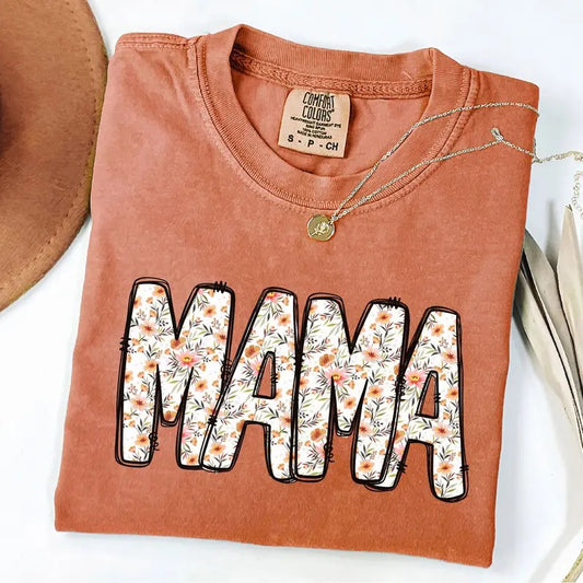 Comfort Colors Vintage Floral Mama Shirt, Mama T-Shirt, Strong Woman Shirt, Gift for Mothers Day, Mama Tee, Graphic Tee Cotton Fit