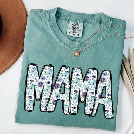 Comfort Colors Vintage Floral Mama T-shirt, Mama Shirt, Strong Woman Shirt, Gift for Mothers Day, Mama Tee, Graphic Tee Cotton Fit
