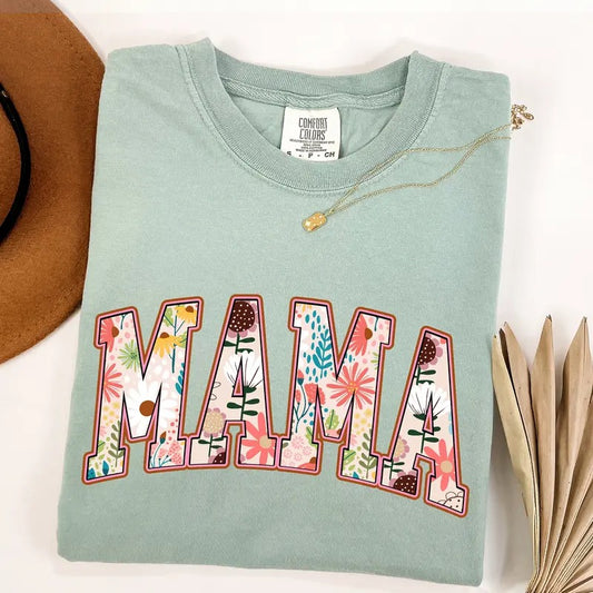 Comfort Colors Vintage Floral Mama T-shirt, Strong Woman Shirt, Gift For Mothers Day