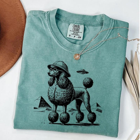Comfort Colors Vintage Poodle Shirt, Retro Dog Tee, UFO Dog T-Shirt, Dog Mom Gift, Poodle Mom Shirt, Poodle Dad T-shirt