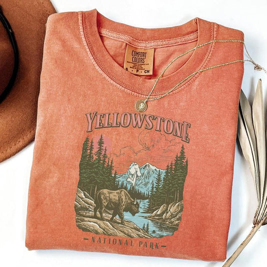 Comfort Colors Vintage Yellowstone National Park Shirt, Retro US Parks Shirt Cotton T-Shirt
