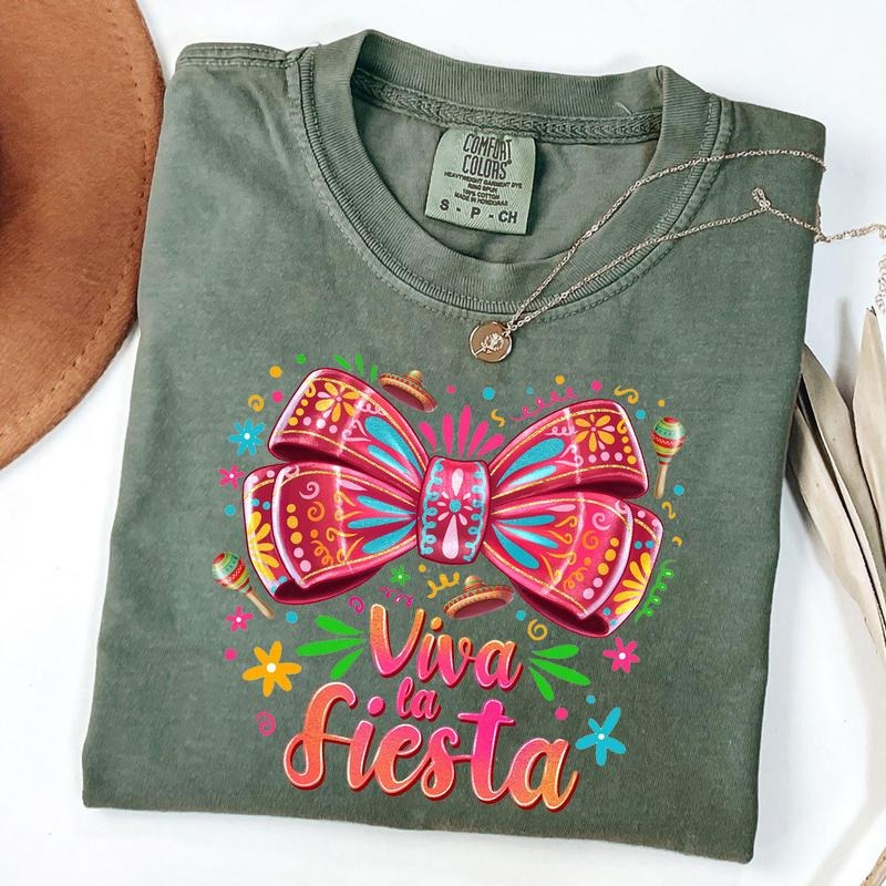 Comfort Colors Viva La Fiesta Shirt, Fiesta Coquette Bow T-Shirt, Mexican Party Tee, Festival 2025 Shirt