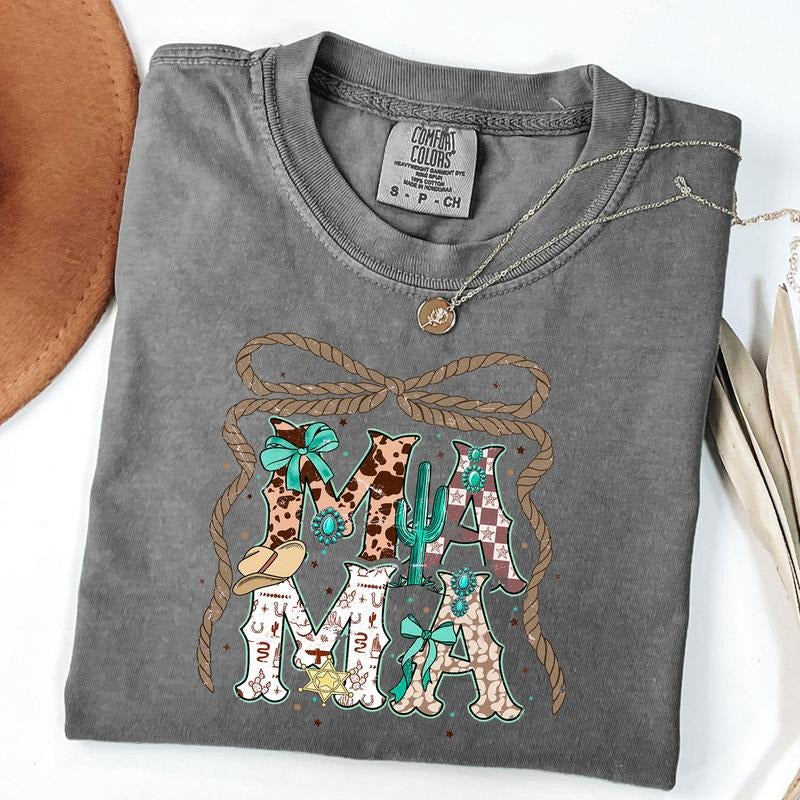 Comfort Colors Western Mama Shirt, Coquette Mama T-Shirt, Coquette Bow, Coquette Western Tee, Mama Cow T-Shirt, Howdy Fall Western Shirt