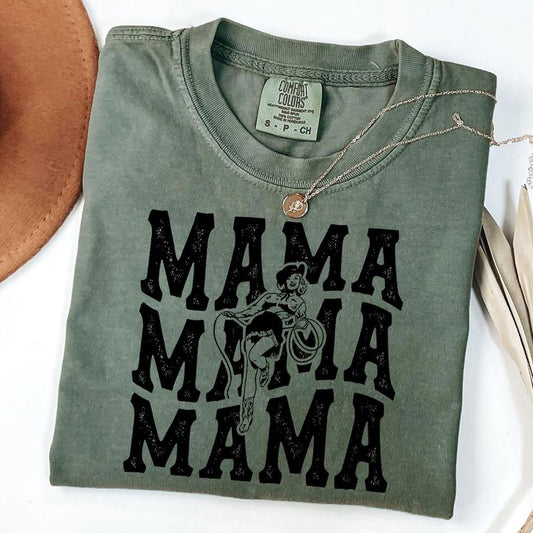 Comfort Colors Western Mama T-Shirt, Mom Country Shirt, Mother's Day Gifts, Mom Birthday Gifts, Retro Cowgirl Mama Shirt