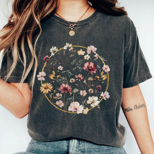 Comfort Colors Wild Flowers Shirt, Wildflower Tshirt, Shirts for Women, Vinatage Floral Shirt, Gifts For Her, Pastel Floral Nature T-Shirt, Flowers Lover Shirt, Garden Lover Tee, Shirts, Gifts for Women, Gift for Mom, Women Top Womenswear Breathable Lady