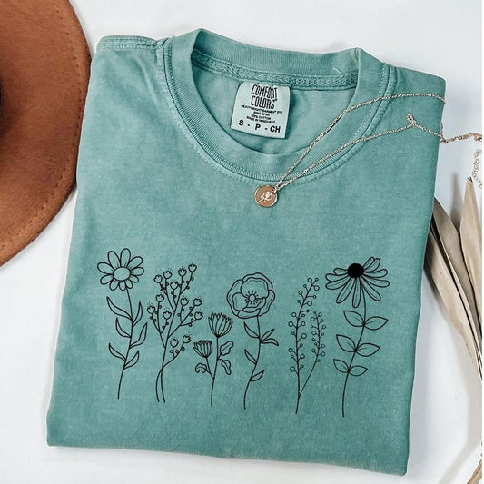 Comfort Colors Wildflowers Shirt, Floral T-Shirt, Botanical Shirt, Flower T-Shirt, Nature Lover Shirt, Ladies Shirts