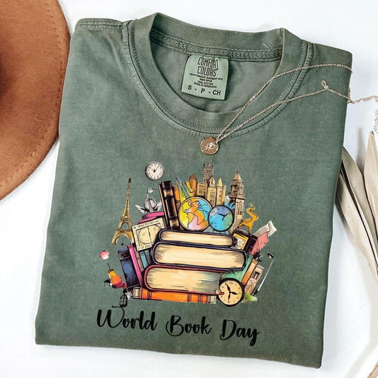 Comfort Colors World Book Day T-Shirt, Maths Day Shirt, Book Lover Shirt, Aesthetic World Book Tee
