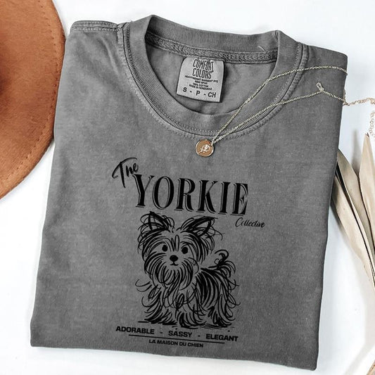Comfort Colors Yorkie T-Shirt, Elegant Standard Yorkie Tee, Dog Lover Shirt, Ink Sketch Poodle Shirt, Vintage Pet Graphic Tee, Proud Dog Owner Gift