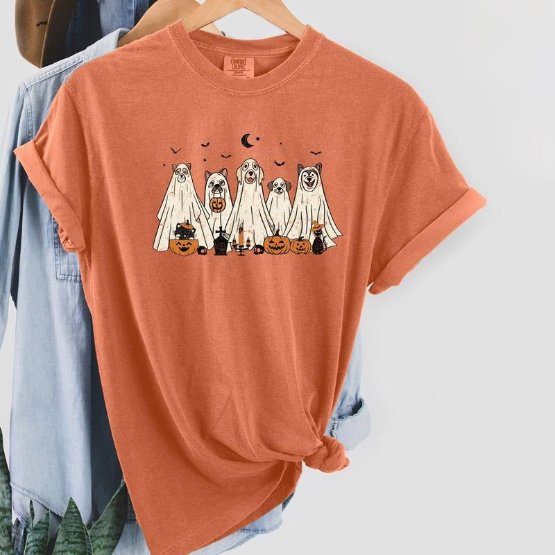 Comfort Colors Сute Ghost Dog T-shirt, Ghost Dog Tee, Dog Lovers T-shirt, Halloween Cute Shirt, Halloween Dog T-shirt, Spooky Season Gift