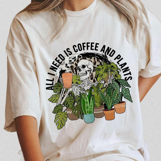 Comfort Skeleton Plant Lover Shirt, All I Need Is Coffee And Plants Shirt, Halloween Leopard Plant Lady Shirt, Plant lover shirt, Plant Gift, Plant Lover Gifts, Gift For Plant, Comfort Shirt for Women, Plant Mom TShirt, Floral Skeleton Shirt, Women Top