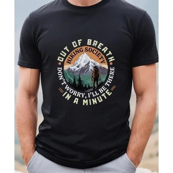 Comical Hiking T-shirt, Funny Climbing Adventure Tshirt, Vintage Hiking Shirt, Camping Lover Tee, Outdoor Adventure Gift, Christmas Gift Men Made in USA